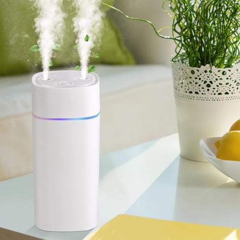 600ml Double Spray Small Humidifier for Bedroom, Mini Humidifier for Plant, Desk,Plant Humidifier with Double Spray, Portable Double Jet Humidifie...