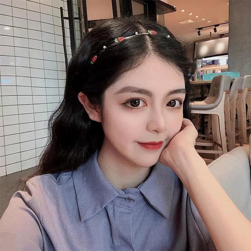 Beaupretty 2 Pieces Thin Satin Headbands Cherry Strawberry Headbands Cute Hair Hoops Fruit Headbands Hair Accessories for Girls Women...