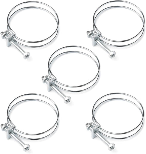 POWERTEC 70197 2-1/2 Inch Double Wire Hose Clamp with bolt, Adjustable Hose Clamps for Dust Collector, Dust Collection Hose and Dryer Vent Hose, P...