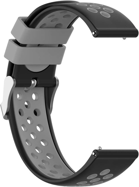 2-Pack Sport Bands Compatible with Amazfit Bip Smartwatch Breathable Replacement Strap, Black + Black-Gray...