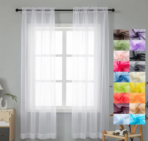 WPM White Sheer Curtains 58" Wide x 84" Long 2 Panels Livingroom Window Treatment Rod Pocket Sheer Voile for Bedroom, Kitchen, Childrens Room Full...