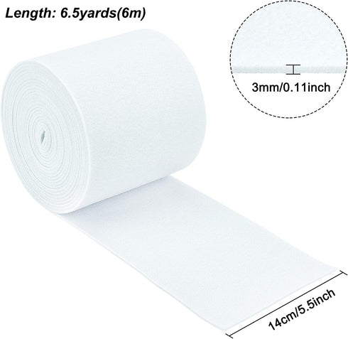 BENECREAT 19.7ftx5.5" Felt Fabric Craft White Nonwoven Felt Roll Padding Felt Fabric for Cushion, DIY Craft, Patchwork Sewing, 3mm Thick...