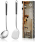 Pleafind 2-Pcs Ladle and Spatula, Soup Ladle and Spatulas, Stainless Steel Spatula and Spoon Sets, Cooking Utensils Set, Wok Spatula and Wok Ladle...