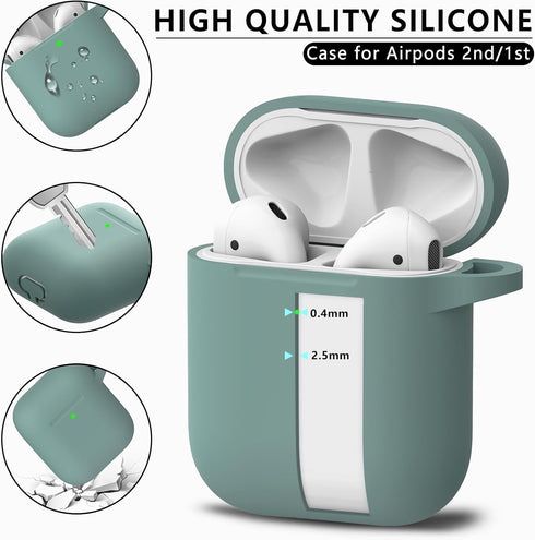 Airpods Case Cover 2&1 with Cleaner Kit,Soft Silicone Protective Cover for Apple AirPods 2nd/1st Generation Charging Case with Keychain,Shockproof...