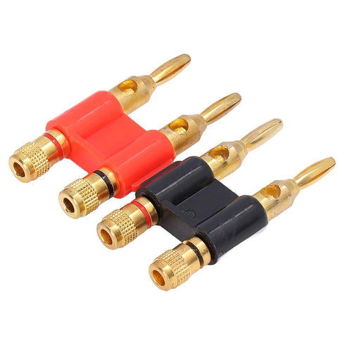 2Pcs Stackable Dual Banana Banana Plugs for Speaker Wire, Banana Connectors for Speaker Wire, Brass Banana Plug 2 Way Banana Connectors Male Plug ...