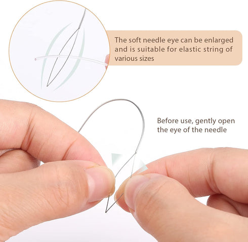 PP OPOUNT 2 Pieces Large Eye Curved Beading Needles with Handle, 5.3 Inch Curved Needles for Bead Spinner, Bead Spinner Needles for DIY Beading Je...