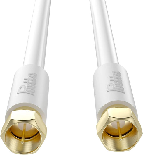 Postta Coaxial Cable(6 Feet) Triple Shielded Digital RG6 Antenna Cable with F-Male Connector Pin-White...