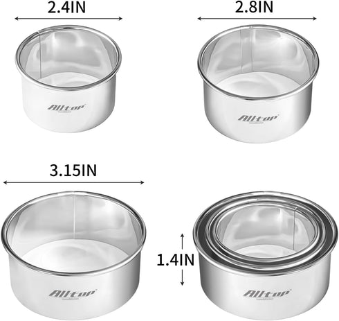 ALLTOP Circle Biscuit Cutter Set –Stainless Steel Baking Supplies for Effortless Round Cookie Shaping, Pastry & Fondant Tool Creation–Precise Cut ...