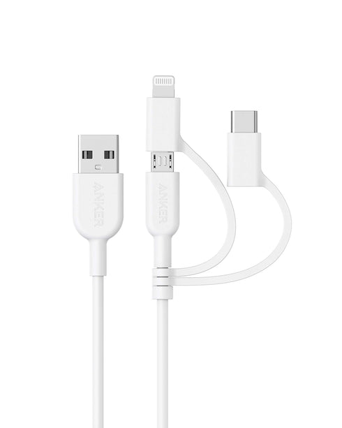 Anker Powerline II 3-in-1 Cable, Lightning/Type C/Micro USB Cable for iPhone, iPad, Huawei, HTC, LG, Samsung Galaxy, Sony Xperia, Android Smartpho...