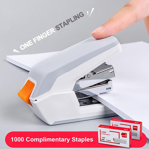 Deli Effortless Standard Desktop Stapler, One Finger Touch Stapling, Easy to Load Ergonomic Stapler, 25 Sheet Capacity, Includes 1000 Staples and ...