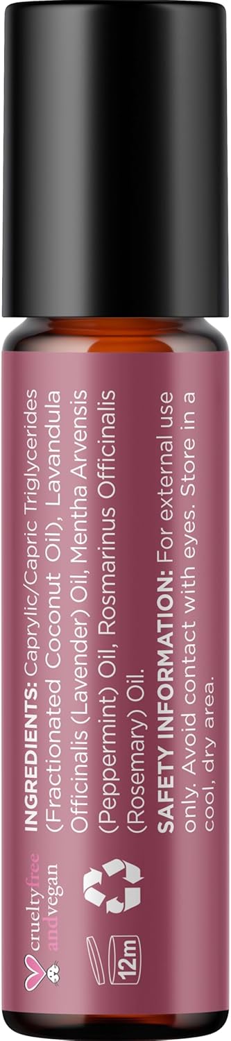 Headache Essential Oil Roll On - Clarify Essential Oil Blend Headache Roll On with Aromatherapy Oils - Peppermint Rosemary and Lavender Roll On Es...