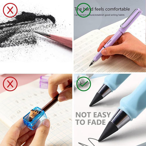 Vanleonet 6 Sets Forever Pencils with Erase, Inkless Magic Pencil, Infinity Reusable Pencil,Pencil That Never Everlasting Pencil, Endless Pencil w...