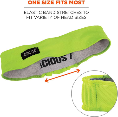 Ergodyne Chill-Its 6605 High-Performance Headband - Terry Cloth Sweatband, Lime, One Size...