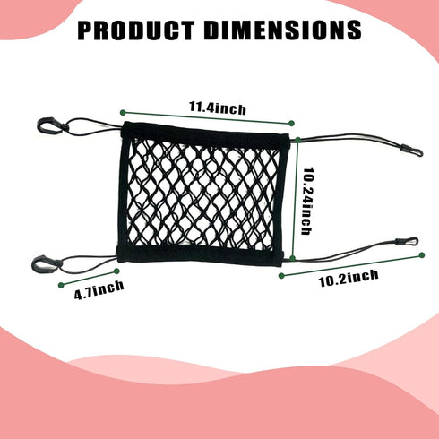 1 PC Car Front Seat Pet Barrier Net, 11.4 x 10.2 Dog Anti-Falling Retractable Elastic Protector, Doublelayer Thick Mesh Ventilable Visible Safety ...
