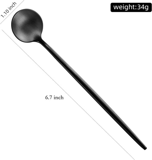 4 PCS 6.7 Inches Satin Black Stainless Steel 18/10 Coffee Spoons,Iced Tea Spoon,Espresso Stirring Spoon,Matte Black SS304 Teaspoons,Dessert Spoon,...