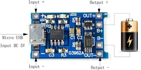 CHENBO 10 Pcs 5V Micro USB 1A 18650 TP4056 Lithium Battery Charging Board with Protection Charger Module...