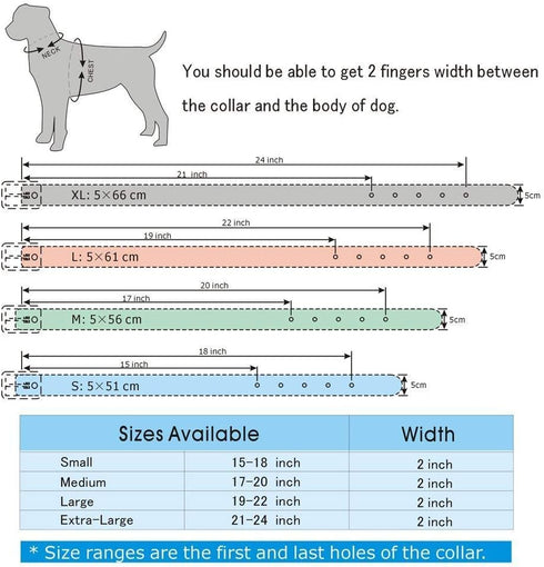 Studded Dog Collar, 2" Leather Spiked Dog Collar for Medium Large Dogs Pit Bull Mastiff Bully Boxer (M:17-20 inch, Red-2)...