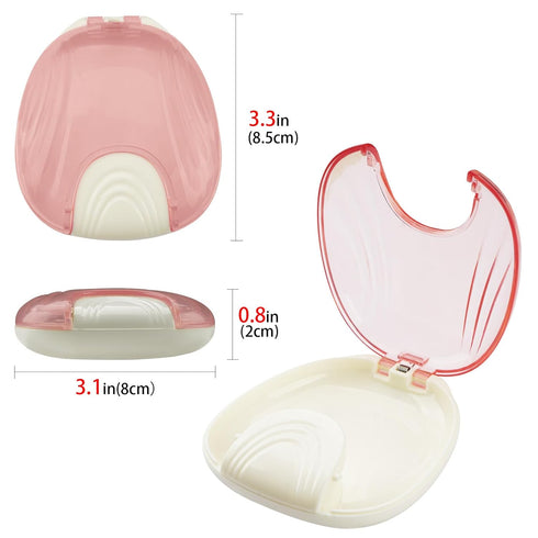 Tight Snap Lock Retainer Case, Denture Cup Kit Portable Retainer Case for Denture Storage (1Pack, Pink)...