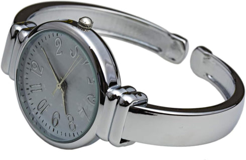 Silver Metal Band Slim Case Women's Bangle Cuff Watch...