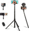 Phone Tripod, 63-inch Selfie Stick Tripod Compatible with iPhone/Camera/GoPro/Webcam, Lightweight Travel Phone Tripod with Phone Holder Mount/Wire...