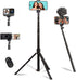 Phone Tripod, 63-inch Selfie Stick Tripod Compatible with iPhone/Camera/GoPro/Webcam, Lightweight Travel Phone Tripod with Phone Holder Mount/Wire...