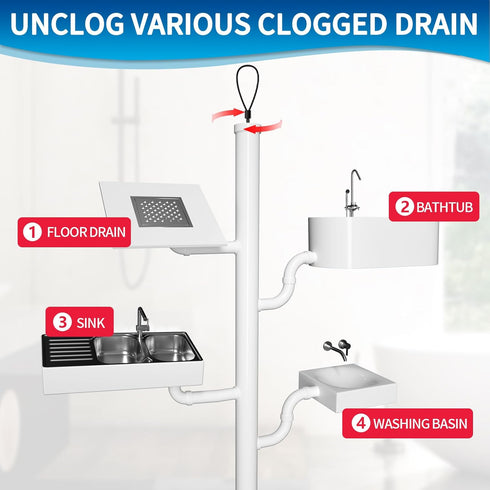 30 Inches Sink Snake Drain Clog Remover, Upgraded Anti-break Steel Plumbing Snake with Nylon Coating, Drain Hair Remover for Shower Drain, Bathroo...