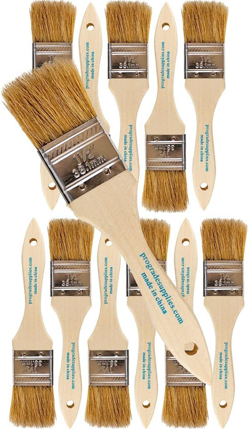 Vermeer Chip Paint Brushes - 12-Pack - 1.5" Chip Brushes for Paints, Stains, Varnishes, Glues, & Gesso - Home Improvement - Interior & Exterior Us...
