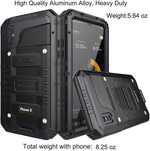 Beasyjoy for iPhone X Case iPhone 10 Metal Case Heavy Duty Cover with Screen Full Body Protection Shockproof Dustproof Drop Proof Rugged Durable M...