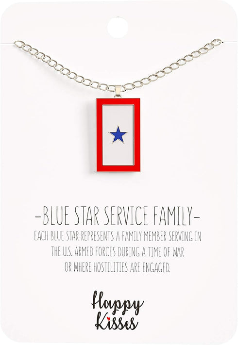 Blue Star Service Flag Necklace – Blue Star Mom Pendant– One, Two & Three Stars – Message Card...