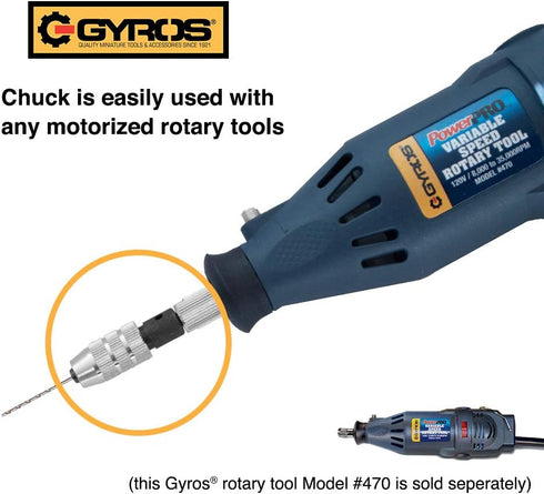 GYROS Keyless Mini Adapter Chuck, ? Inch Straight Shank with 3 Collets, Small Drill Bit Adapter Chuck sized 0 to 0.098 Inch for Micro Drill Bits #...