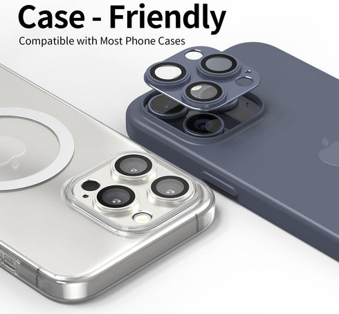 for iPhone 15 / iPhone 15 Plus Camera Lens Protector, Step Tempered Glass Camera Screen Cover Film Matte Alloy Metal Original invisible, Black, 2 ...