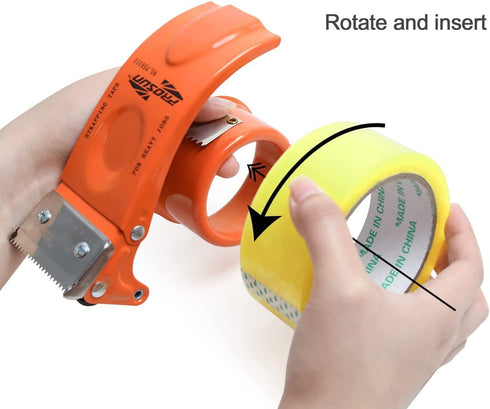PROSUN 2 Pack Metal Packing Tape Dispenser Gun: 3-inch + 2-inch Wide Tape Dispenser / 3-Inch Inner Paper Core(3"Blue + 2"Orange)...