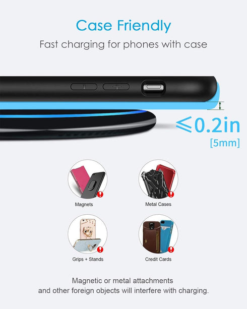 NANAMI Fast Wireless Charger, 7.5W Qi Certified Charging Pad with PD3.0 Adapter USB Charger for iPhone 15/14/13/12/11 Pro Max/XR/8 Plus/Airpods 2,...