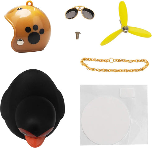 wonuu Rubber Duck Car Decorations Black Duck Car Dashboard Ornaments with Propeller Helmet for Adults (Beatle)...