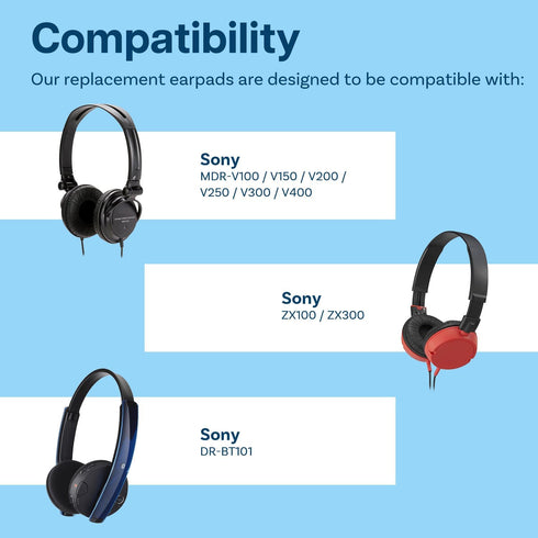 Ear Pads Replacement for Sony MDR-V150 ZX300 V300 V250 V100 V200 V400 Headphone by MMOBIEL - Protein PU Ear Pad Cushions - Earpads Replacement - B...