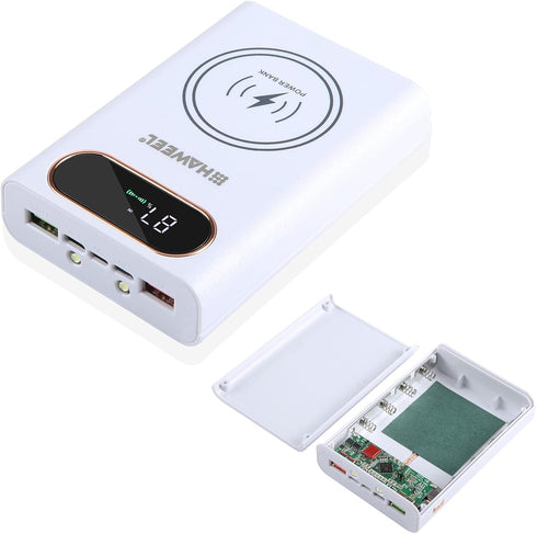 2-in-1 Cell Phone Wireless Charger Mobile Power Battery Charger Set,Portable Battery Charger with LCD Display and 2 USB Output Ports?DIY 4 * 21700...