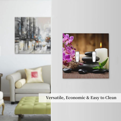 Zen Stone 2 Gang Double Toggle Light Switch Cover Decorative Wall Plate Electrical Faceplate for Country Farm Bathroom Home Living Room Decor 5" x...