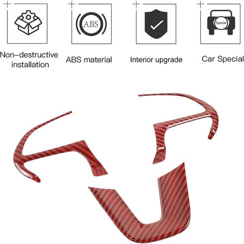 JeCar Steering Wheel Cover Interior Decoration Trim Kits Compatible with Dodge Challenger/Charger 2015-2023/Durango 2014-2020 & Grand Cherokee 201...