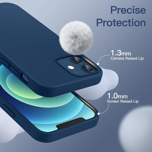 JETech Silicone Case for iPhone 12 Mini 5.4-Inch, Silky-Soft Touch Full-Body Protective Phone Case, Shockproof Cover with Microfiber Lining (Blue ...