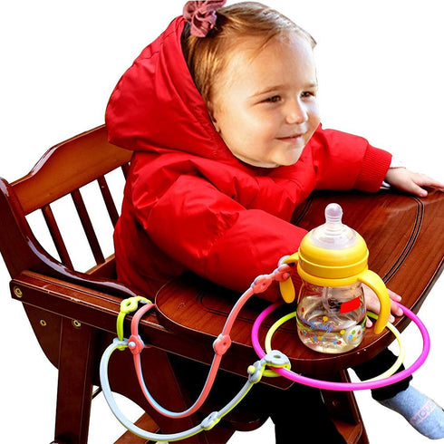 Toy Safety Straps 4PK Stretchable Silicone Pacifier Clips Baby Toddler Teether Bottle Harness Straps for Strollers,High Chair,Shopping Cart,Cribs,...
