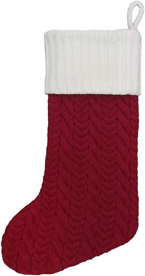 St. Nicholas Square 21-inch Monogram Embroidered Initial Cable Knit Red Christmas Holiday Stocking Letter G...