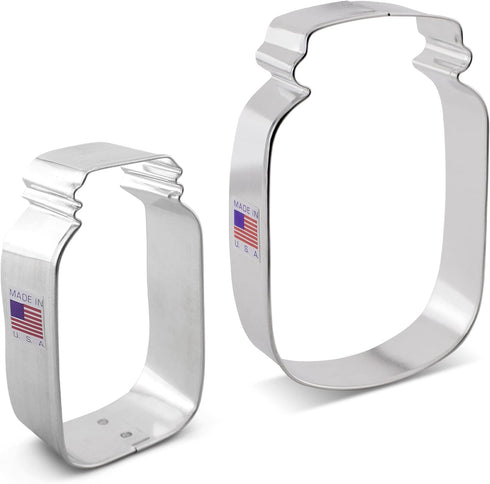 Mason Jar Cookie Cutters 2-Pc. Set Made in USA by Ann Clark, 3.25", 4.5"...