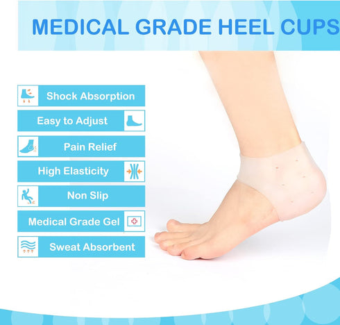 Wonderwin Gel Heel Cups,Breathable Heel Protectors for Cracked Heels, Heel Spurs, Plantar Fasciitis,Medical-Grade Heel Cups for Men & Women's Heel...