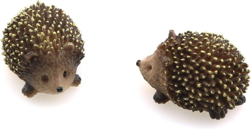Mini Hedgehog Figurine 2PCS Lively Resin Statues Animals Figurines Pet Sculptures Fairy Wild Miniature Garden Accessories for Micro Landscape Plan...