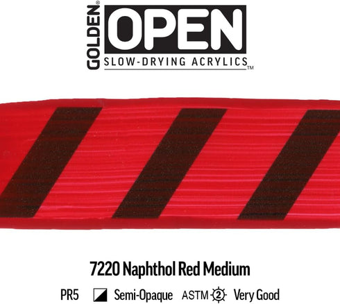 OPEN Slow-Drying Acrylics by GOLDEN, Naphthol Red Medium, 2 fl oz. tube, Professional Acrylic Paint, Semi-Opaque...