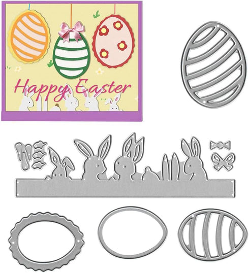 Ester Rabbits Die Cuts for Card Making,Eggs Cutting Dies Cute Animals Embossing Template for Scrapbooking DIY Cards Album Crafts Supplies Decorati...
