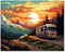DIY Bus Paint by Number for Adult, Sunset in the Mountains Paint by Numbers, Nature Landscape Adult Paint by Numbers Kits on Canvas, 16X20 Inch Su...