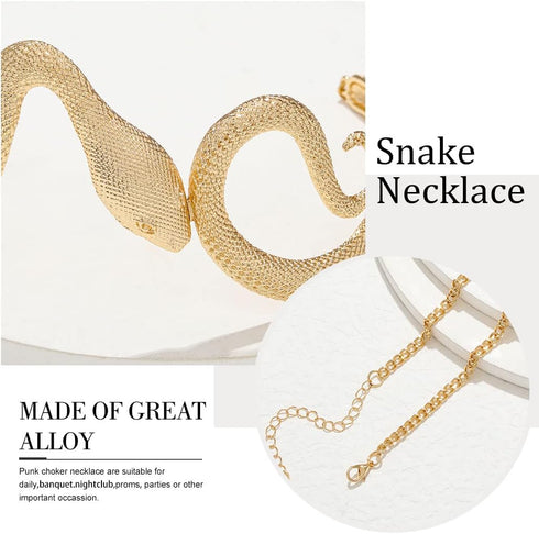 Jovono Snake Choker Necklaces Gold Statement Necklace Goth Punk Necklace Chain for Women...