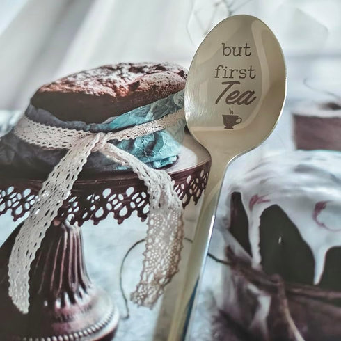 Christmas Birthday Spoon Gifts for Tea Lovers Women Men But First Tea Spoons for Grandma Dad Tea Lover Gifts for Men Women Tea Gifts for Tea Lover...