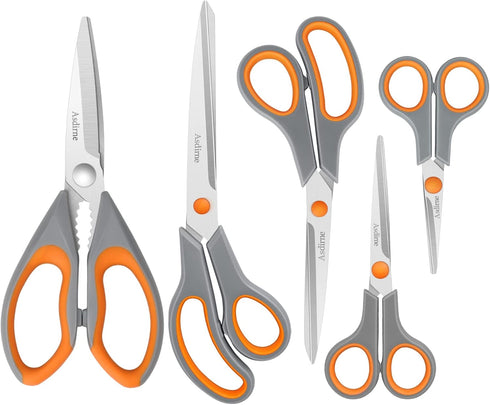 Kitchen Scissors Set, Knife-Grade Stainless Steel, TPR Comfortable Handle All Purpose Scissors, Include One Poultry Shears and Four Different Size...